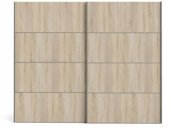 TVILUM Verona skyvedørsgarderobe - eik/hvit tre, 2 skyvedører, bred